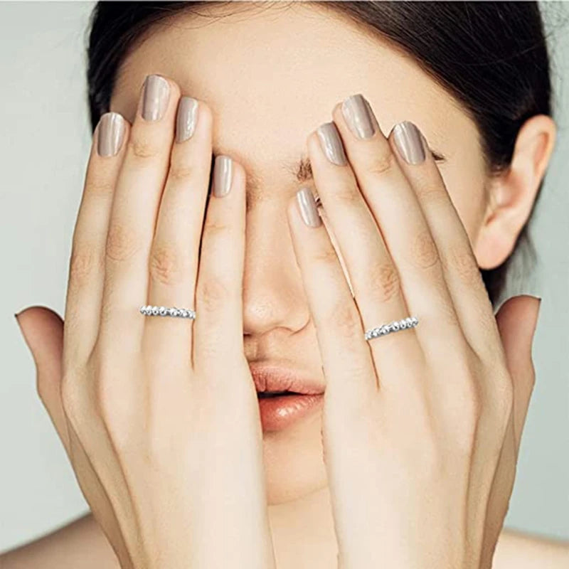 Ladies Anxiety Ring Rattles Stainless Steel Decompression Ring Bead Ring Adjustable Opening and Stackable Ring