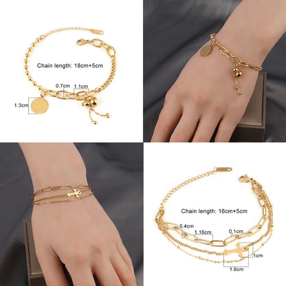 steel bracelet For Women stainless bracelets Heart Pendant Bracelets Fashion Chain Bracelets women Thick Bracelet Jewelry Gift