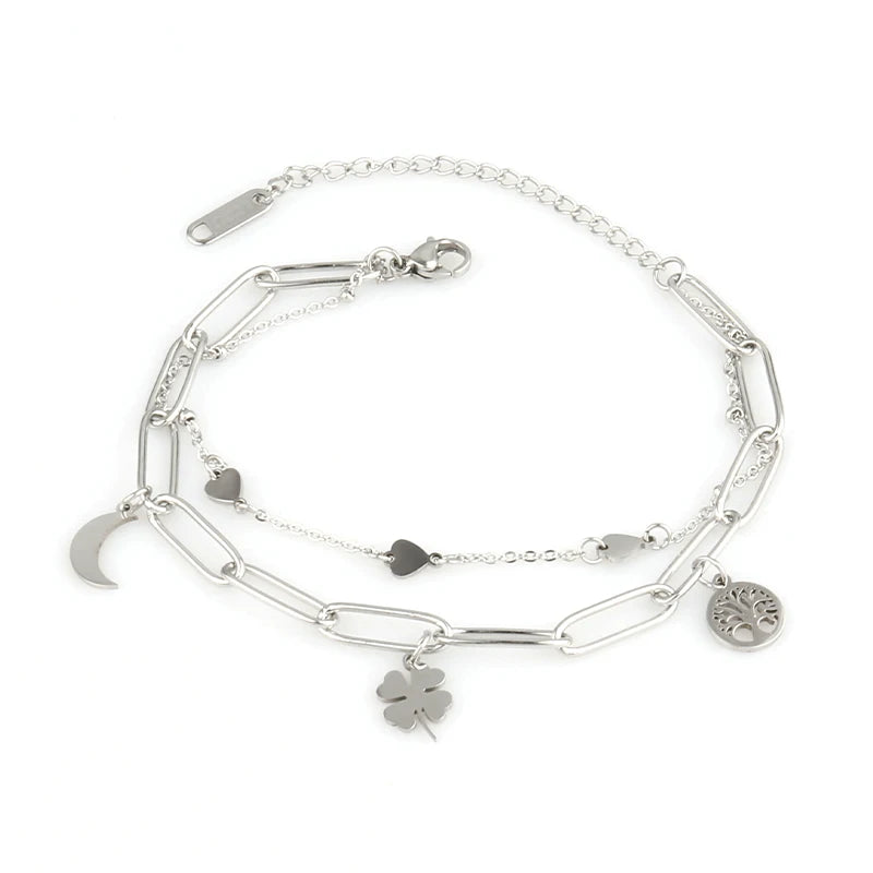 steel bracelet For Women stainless bracelets Heart Pendant Bracelets Fashion Chain Bracelets women Thick Bracelet Jewelry Gift