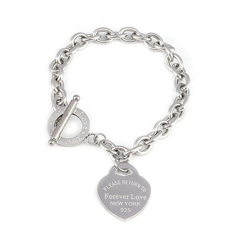 steel bracelet For Women stainless bracelets Heart Pendant Bracelets Fashion Chain Bracelets women Thick Bracelet Jewelry Gift