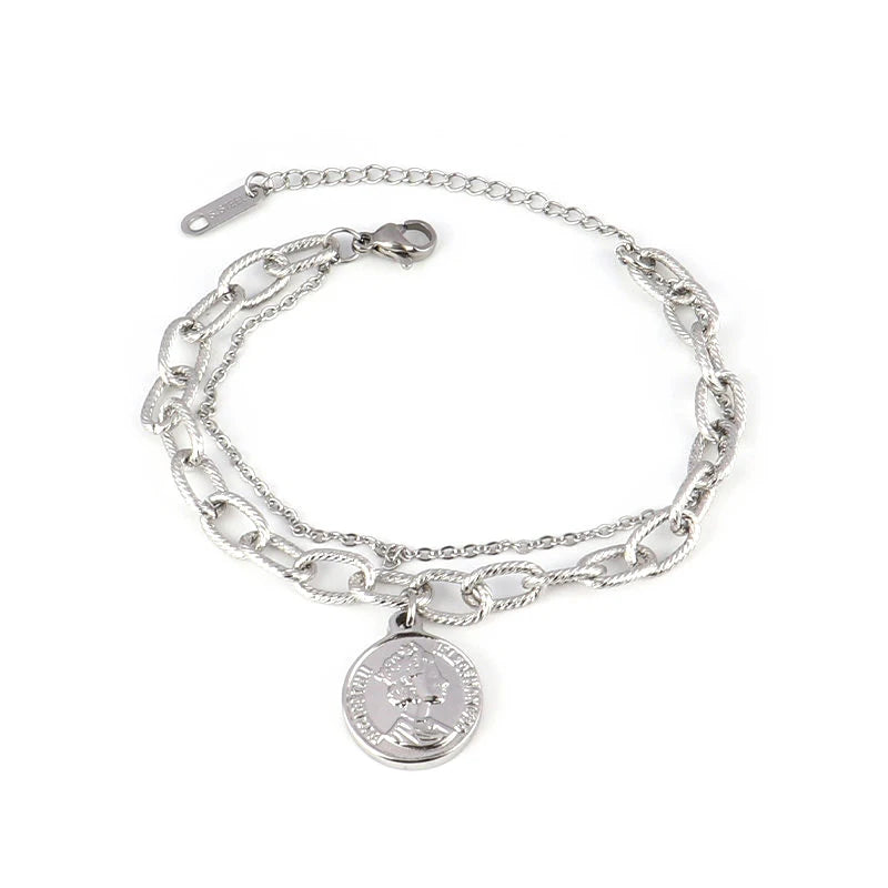 steel bracelet For Women stainless bracelets Heart Pendant Bracelets Fashion Chain Bracelets women Thick Bracelet Jewelry Gift