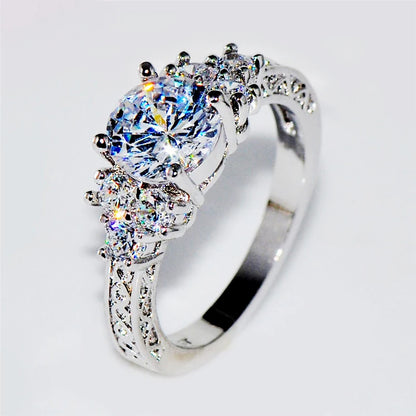 New Trendy Bohemian Crystal Inlaid Ring Women's Ring Austrian Rhinestone Inlaid Ring Fashion Metal Ring Accessories PartyJewelry