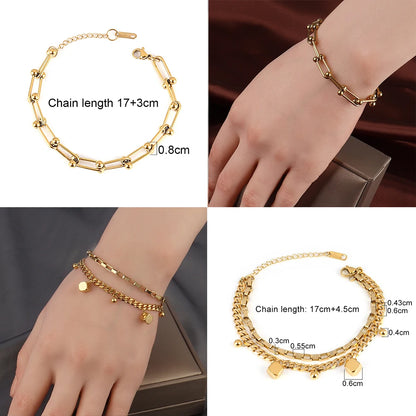 steel bracelet For Women stainless bracelets Heart Pendant Bracelets Fashion Chain Bracelets women Thick Bracelet Jewelry Gift