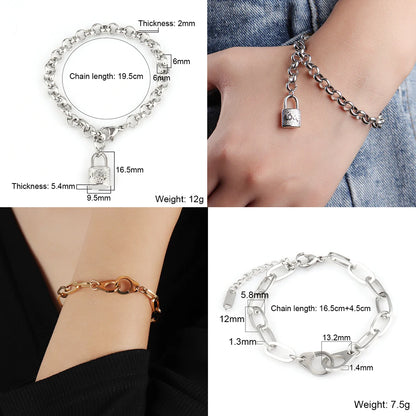 steel bracelet For Women stainless bracelets Heart Pendant Bracelets Fashion Chain Bracelets women Thick Bracelet Jewelry Gift