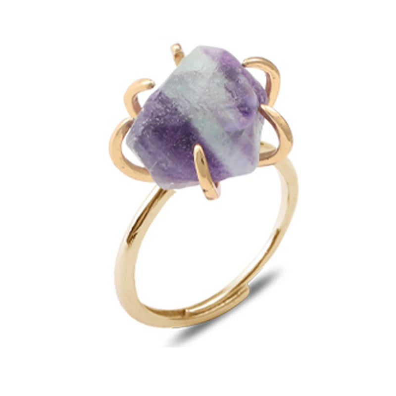 Women's Crystal Ring Adjustable Size Natural Stone Ring Ring Ring Ring Ring Amethyst Silver Silver Party Jewelry Opal Jewelry