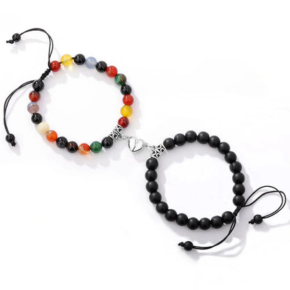2Pcs Magnet Heart Hand Made Bead Bracelets Lover Bracelets Couple Bracelets