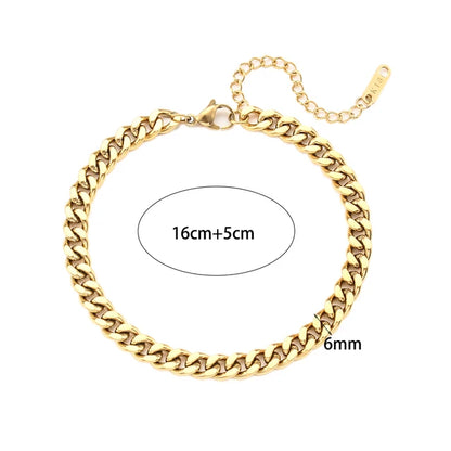 Cuban Chain Anklets 18K Gold Plated Punk Different Width Waterproof Anklets for Women Jewelry Accessories