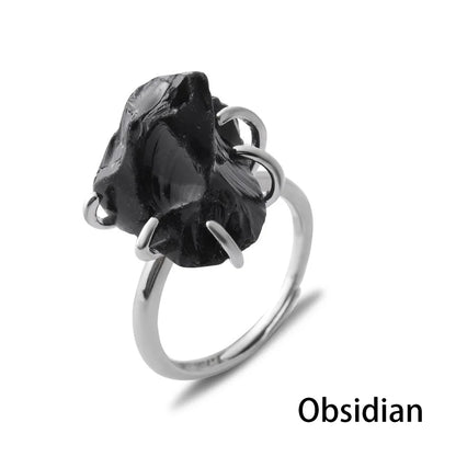 Women's Crystal Ring Adjustable Size Natural Stone Ring Ring Ring Ring Ring Amethyst Silver Silver Party Jewelry Opal Jewelry