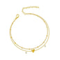 Dainty Anklets for Women Girls Layered Heart CZ Bead Initial Anklets 14K Gold Plated Waterproof Summer Beach Jewelry