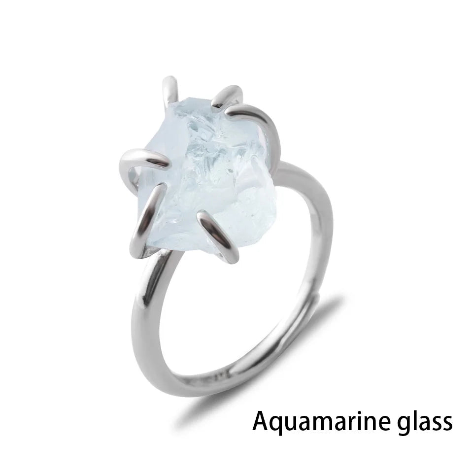 Women's Crystal Ring Adjustable Size Natural Stone Ring Ring Ring Ring Ring Amethyst Silver Silver Party Jewelry Opal Jewelry