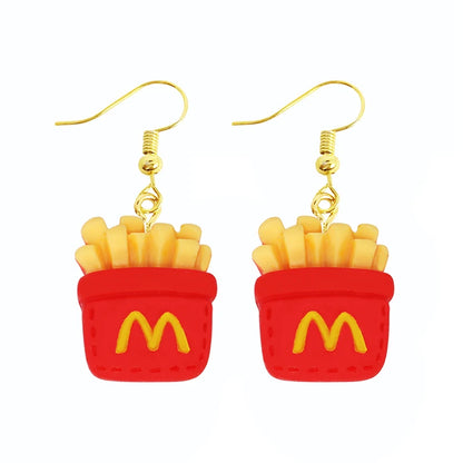Earrings For Women Girls Cute Foods Hamburg Pizza Chicken Leg Candy Bottle Handmade Candy Kids Funny Resin