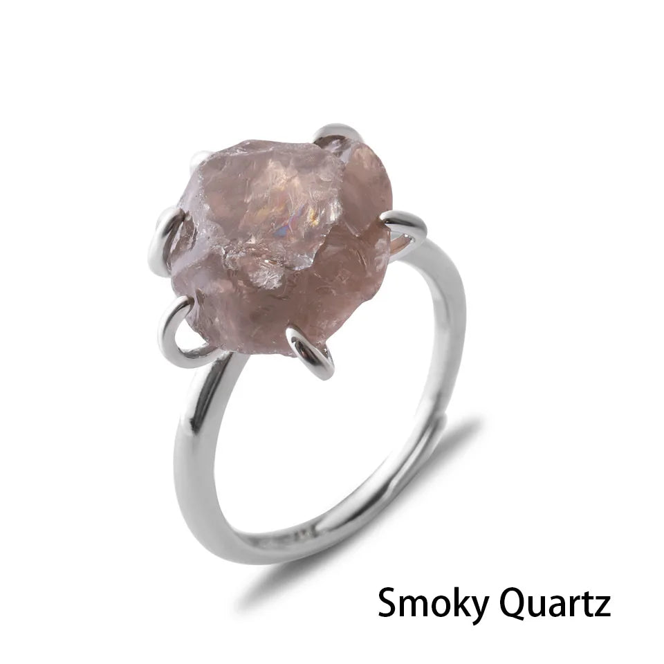 Women's Crystal Ring Adjustable Size Natural Stone Ring Ring Ring Ring Ring Amethyst Silver Silver Party Jewelry Opal Jewelry