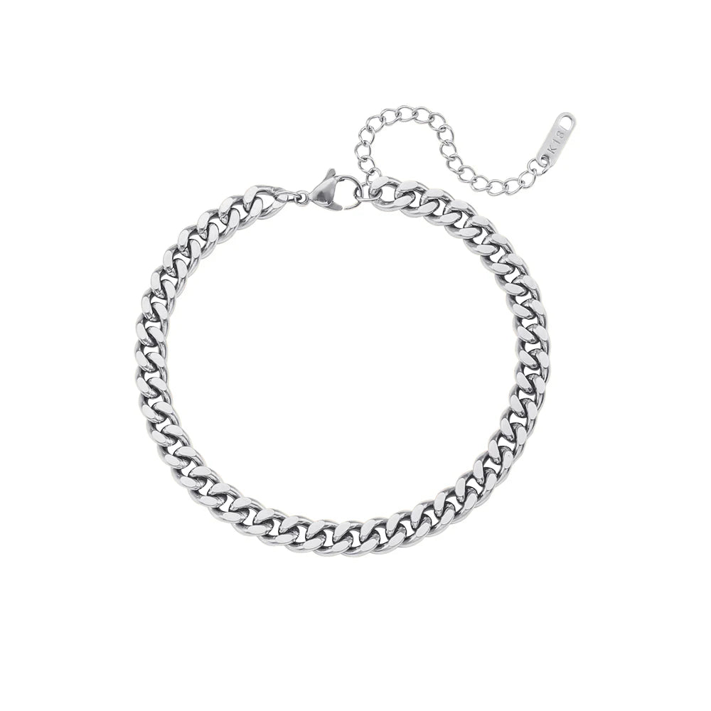 Cuban Chain Anklets 18K Gold Plated Punk Different Width Waterproof Anklets for Women Jewelry Accessories