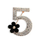 Letter 5 Full Crystal Rhinestone Brooch Pins For Women Party Flower Number Brooches
