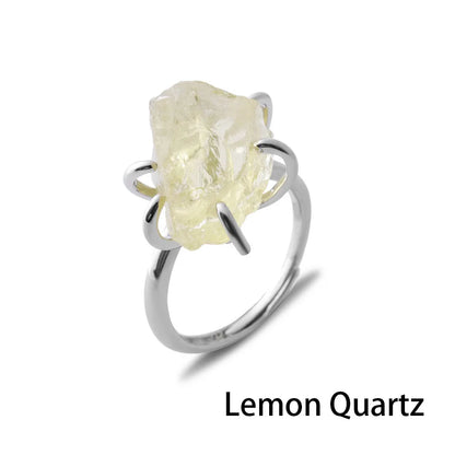 Women's Crystal Ring Adjustable Size Natural Stone Ring Ring Ring Ring Ring Amethyst Silver Silver Party Jewelry Opal Jewelry