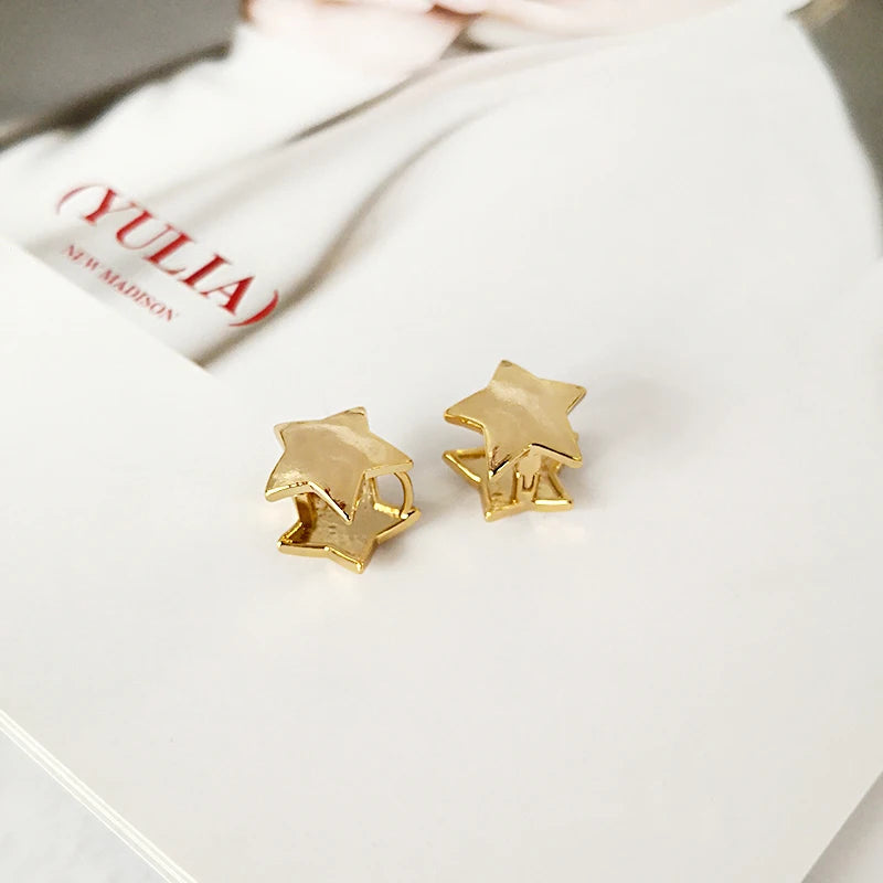 4 Designs Round Ball Geometric Earrings Textured Earrings for Women Star Earrings Basket Huggie Earrings 2019