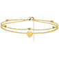 Dainty Anklets for Women Girls Layered Heart CZ Bead Initial Anklets 14K Gold Plated Waterproof Summer Beach Jewelry