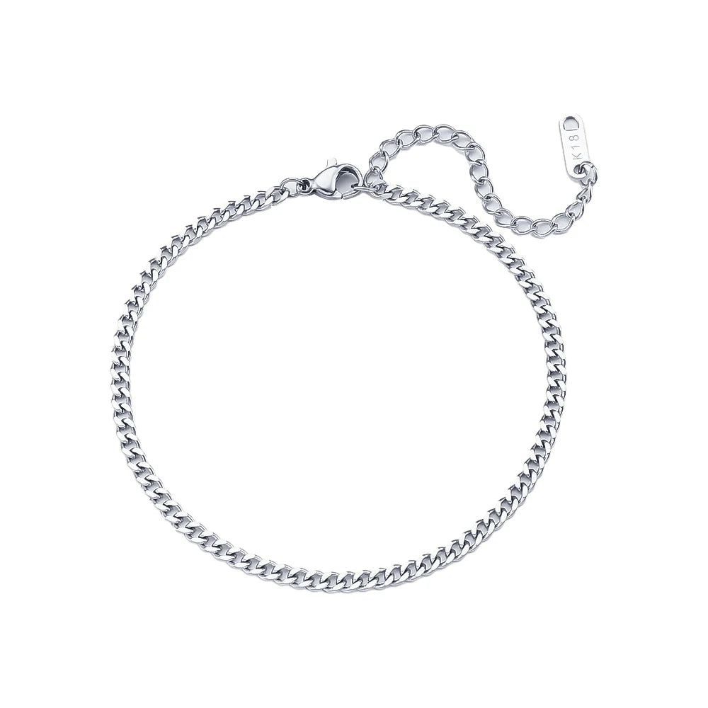 Cuban Chain Anklets 18K Gold Plated Punk Different Width Waterproof Anklets for Women Jewelry Accessories