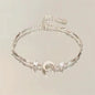 Elegant Crystal Flowers Bracelet For Women Y2K Sweet Girls Moon Cherry Blossom Bow Zircon Bracelets Luxury Designer Jewelry Gift