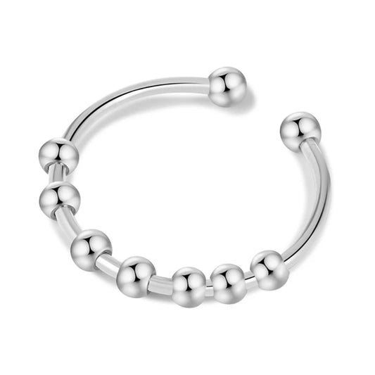 Ladies Anxiety Ring Rattles Stainless Steel Decompression Ring Bead Ring Adjustable Opening and Stackable Ring