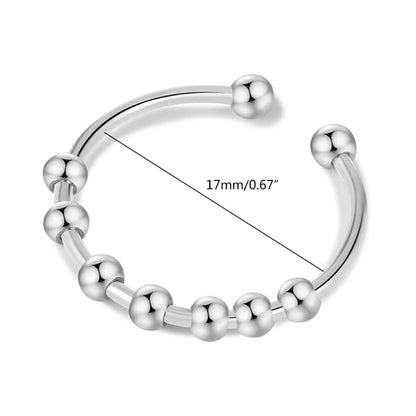 Ladies Anxiety Ring Rattles Stainless Steel Decompression Ring Bead Ring Adjustable Opening and Stackable Ring