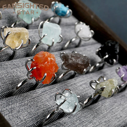Women's Crystal Ring Adjustable Size Natural Stone Ring Ring Ring Ring Ring Amethyst Silver Silver Party Jewelry Opal Jewelry