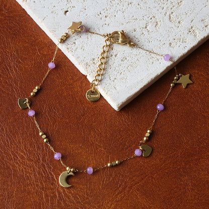 Anklets for Women Summer Beach Accessories Stainless Steel Stone Bead Chain Anklet Gold Color Leg Bracelets Bodychain Gifts