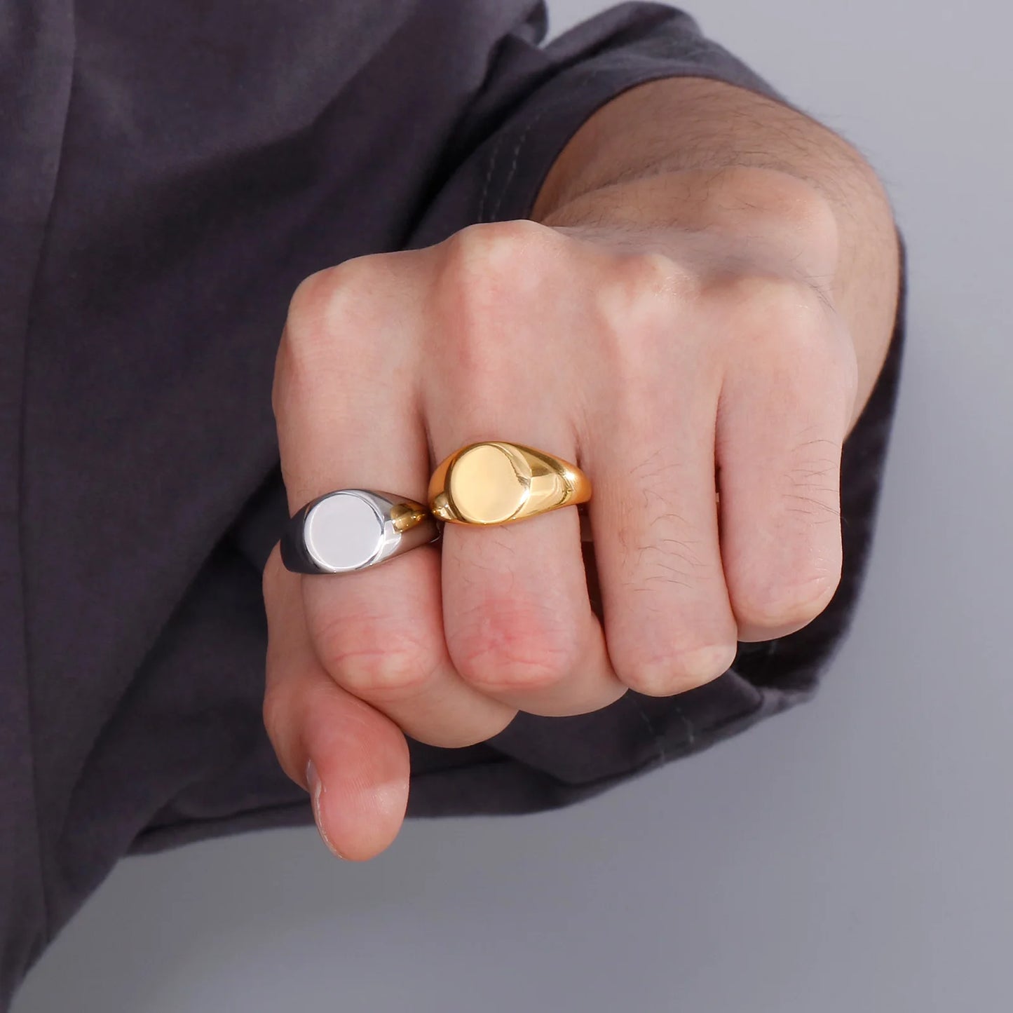 Signet Ring Stainless Steel Ring Classic Hipster Unisex Square Signet Ring Pinky Finger Ring Mens Small Signet Ring