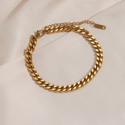 Cuban Chain Anklets 18K Gold Plated Punk Different Width Waterproof Anklets for Women Jewelry Accessories
