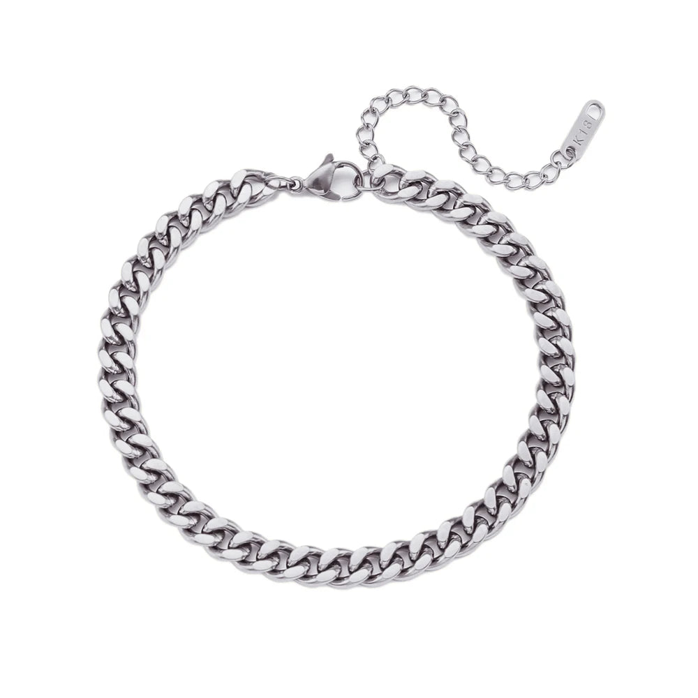 Cuban Chain Anklets 18K Gold Plated Punk Different Width Waterproof Anklets for Women Jewelry Accessories