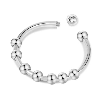 Ladies Anxiety Ring Rattles Stainless Steel Decompression Ring Bead Ring Adjustable Opening and Stackable Ring