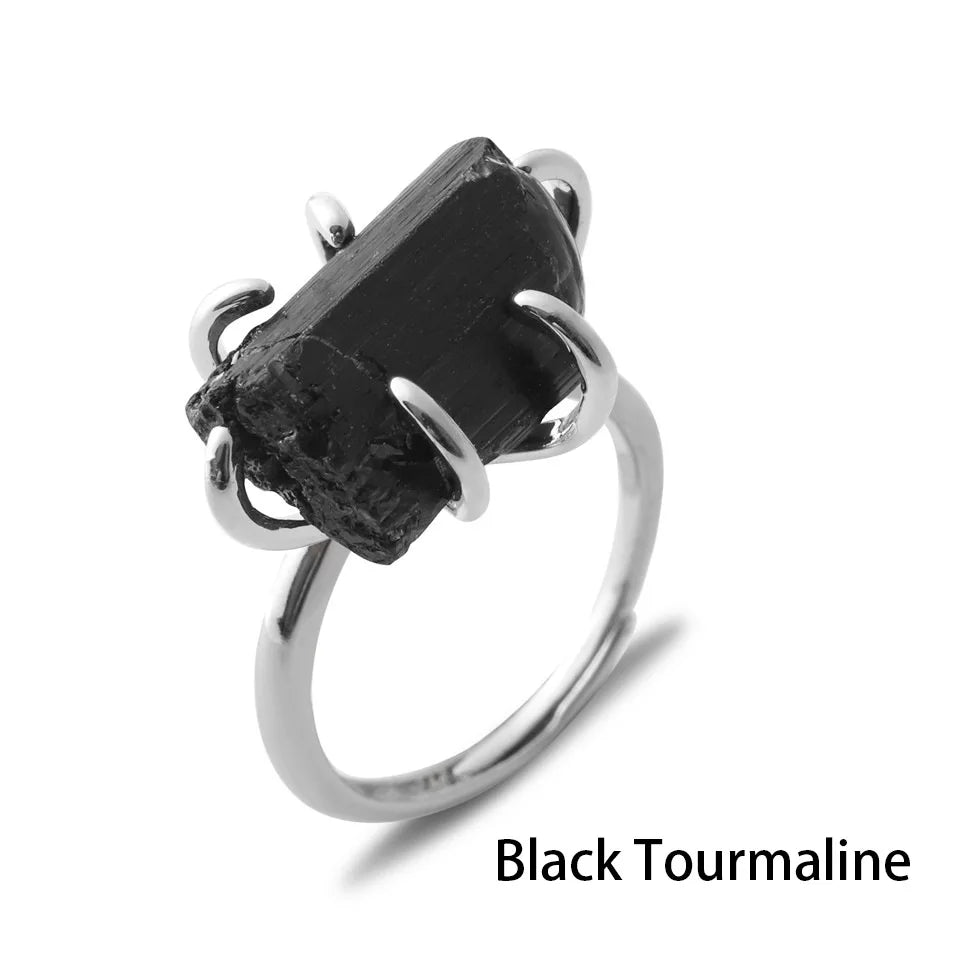 Women's Crystal Ring Adjustable Size Natural Stone Ring Ring Ring Ring Ring Amethyst Silver Silver Party Jewelry Opal Jewelry
