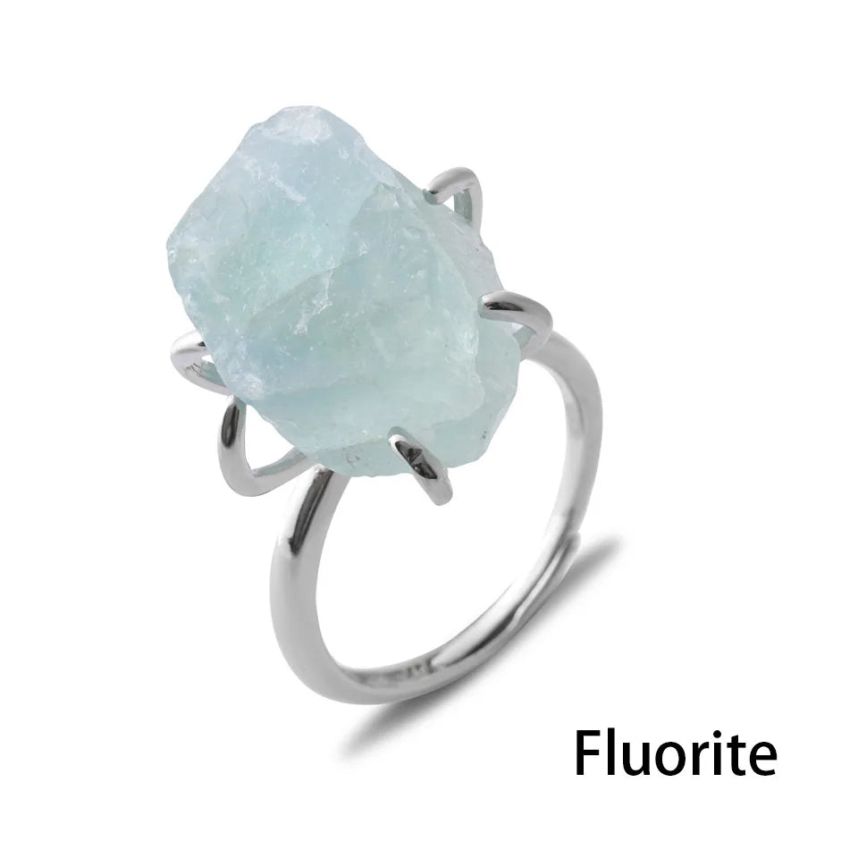 Women's Crystal Ring Adjustable Size Natural Stone Ring Ring Ring Ring Ring Amethyst Silver Silver Party Jewelry Opal Jewelry