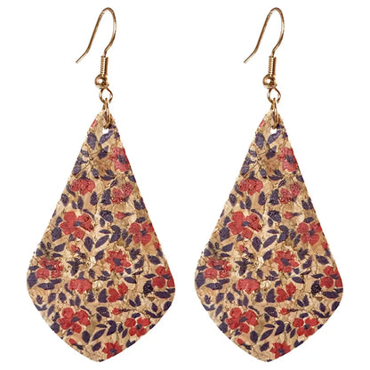 Cork Printed Earrings Leather Earrings Bohemian Flower Geometry Earrings Retro Style Earrings Hot Sale Wholesale