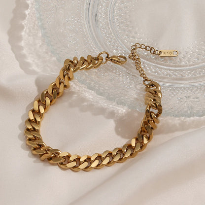 Cuban Chain Anklets 18K Gold Plated Punk Different Width Waterproof Anklets for Women Jewelry Accessories