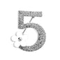Letter 5 Full Crystal Rhinestone Brooch Pins For Women Party Flower Number Brooches