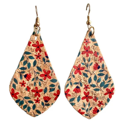 Cork Printed Earrings Leather Earrings Bohemian Flower Geometry Earrings Retro Style Earrings Hot Sale Wholesale